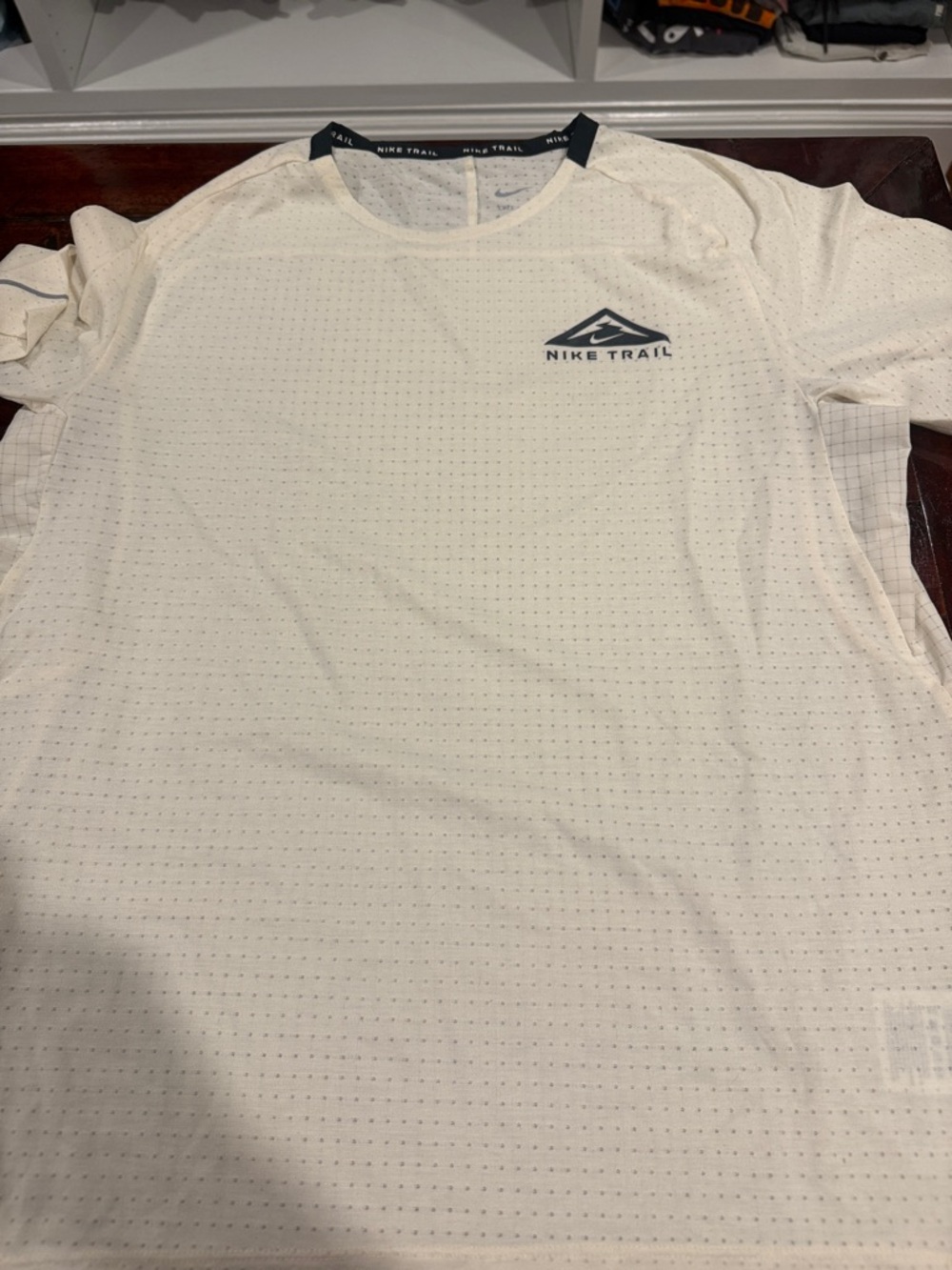 Nike Trail Men's Short-Sleeve Performance Tee in Cream with Black Logo